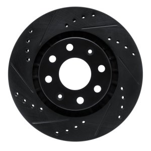 Chevrolet Spark Brake Rotor (1) - Front Left - R1 Concepts - Drilled & Slotted - Black - `04-`17